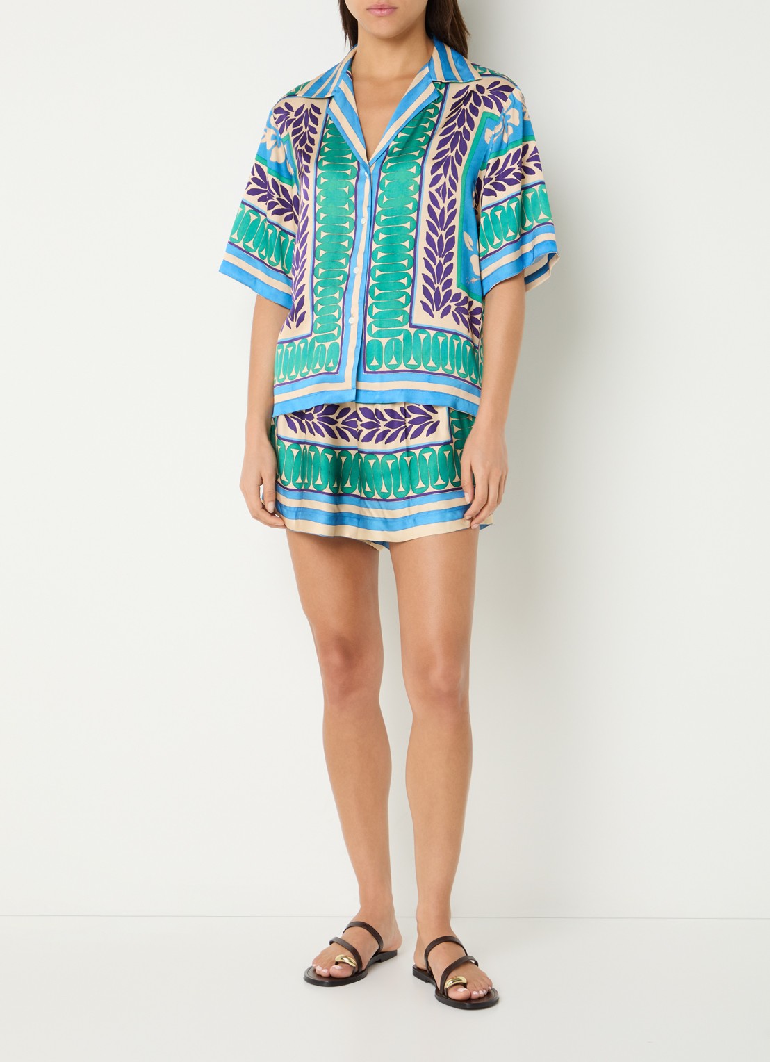 Sandro Blouse met grafische print  - voorkant 2 zeegroen