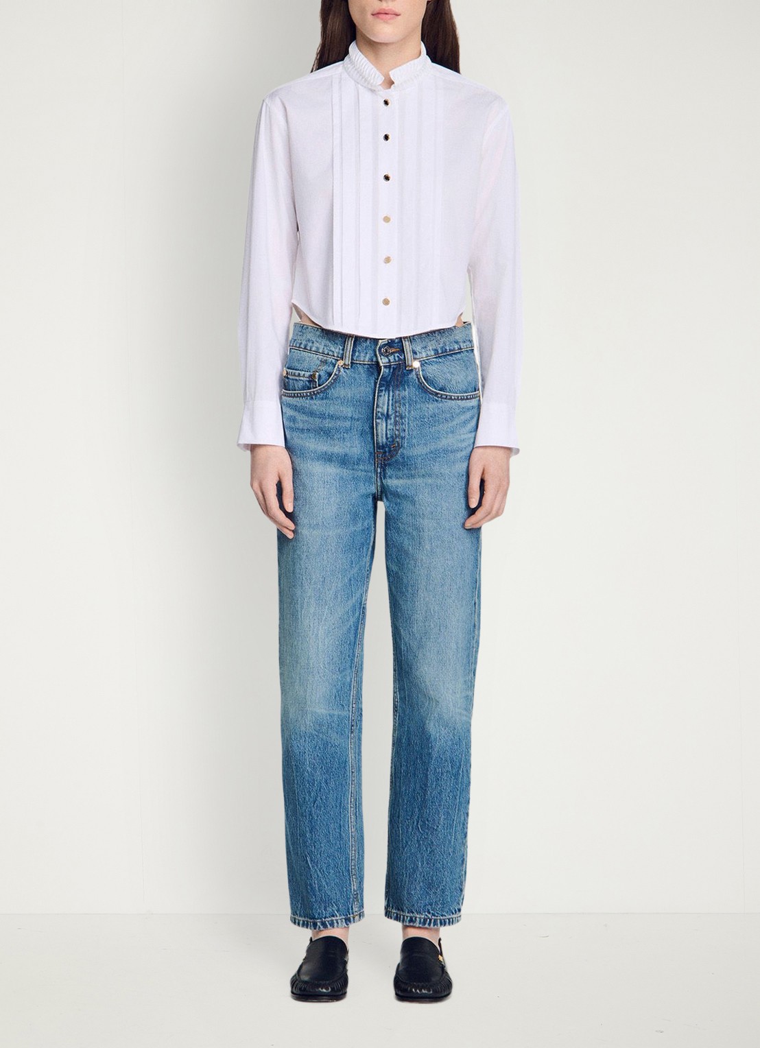 Sandro Blouse met plooidetail en opstaande kraag - detail 3 wit
