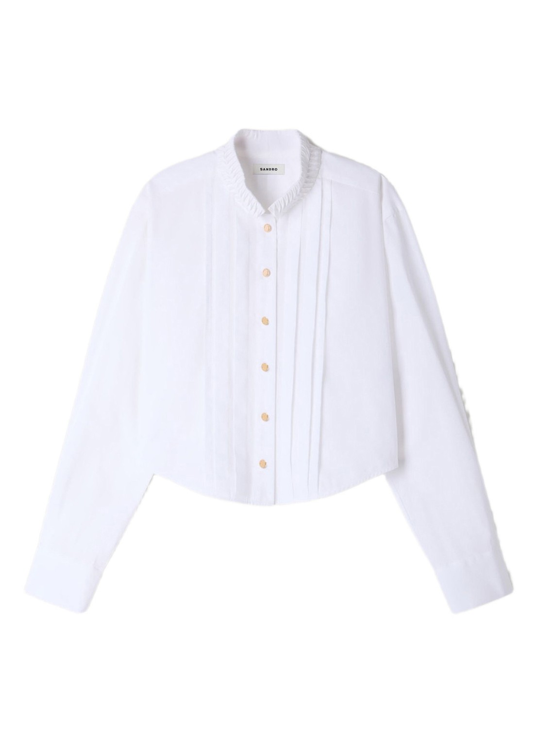 Sandro Blouse met plooidetail en opstaande kraag - voorkant 5 wit