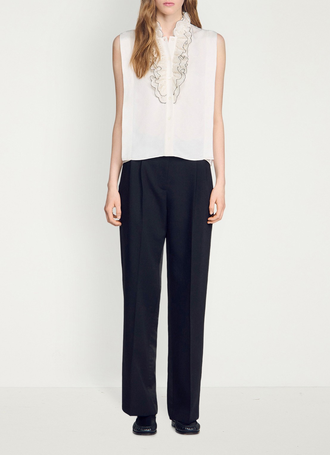 Sandro Blouse met ruches - detail 6 beige