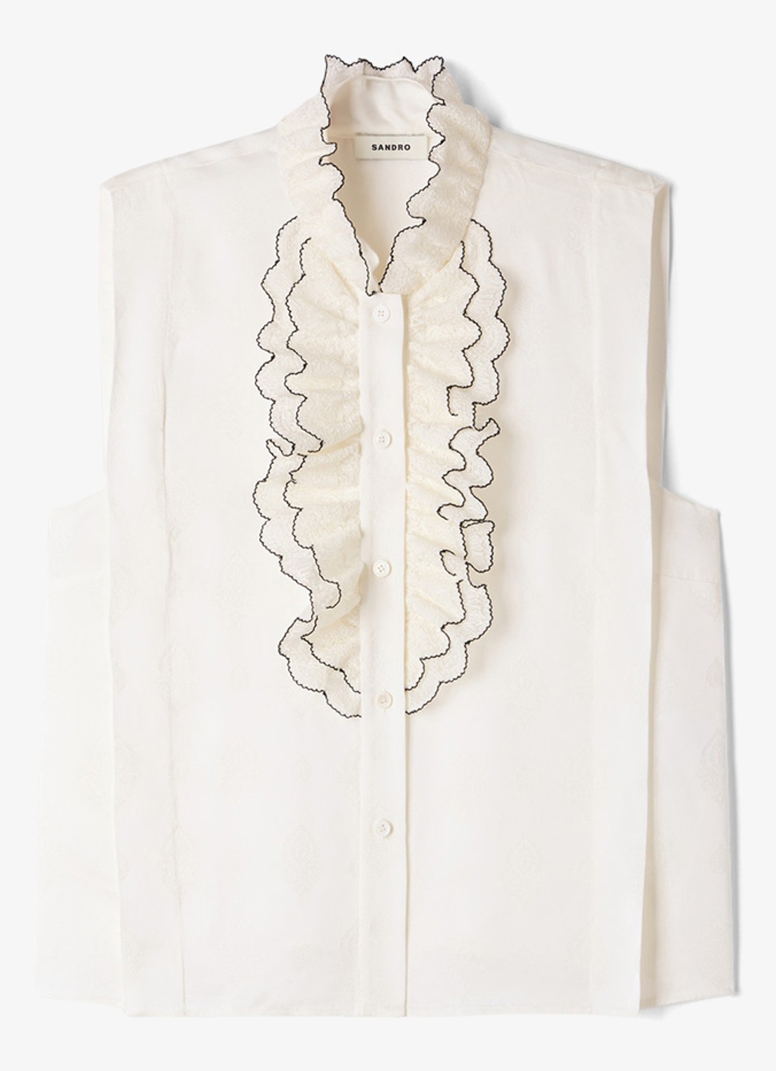 Sandro Blouse met ruches - voorkant beige