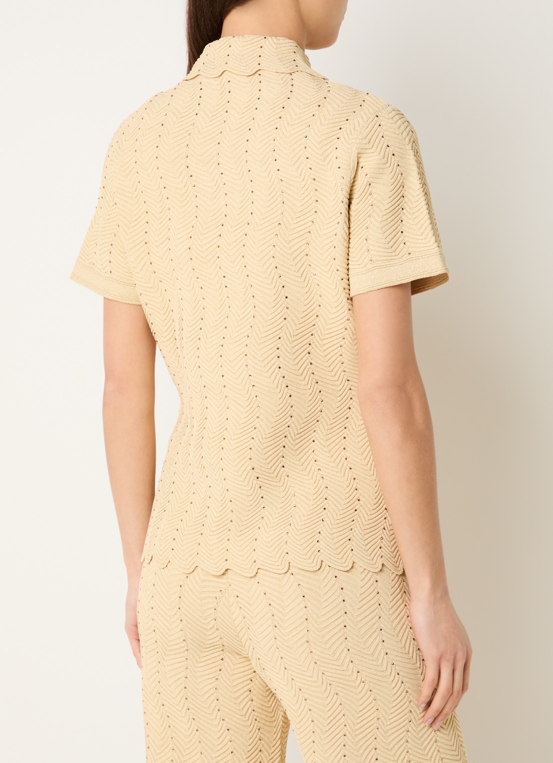 Sandro Blouse met strass en borstzakken - achterkant 4 lichtgeel