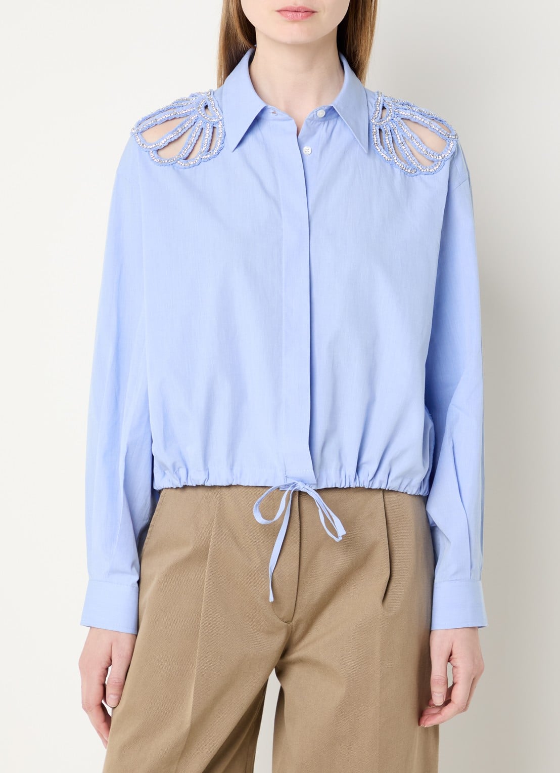 Sandro Blouse met strass - detail 3 blauwgrijs
