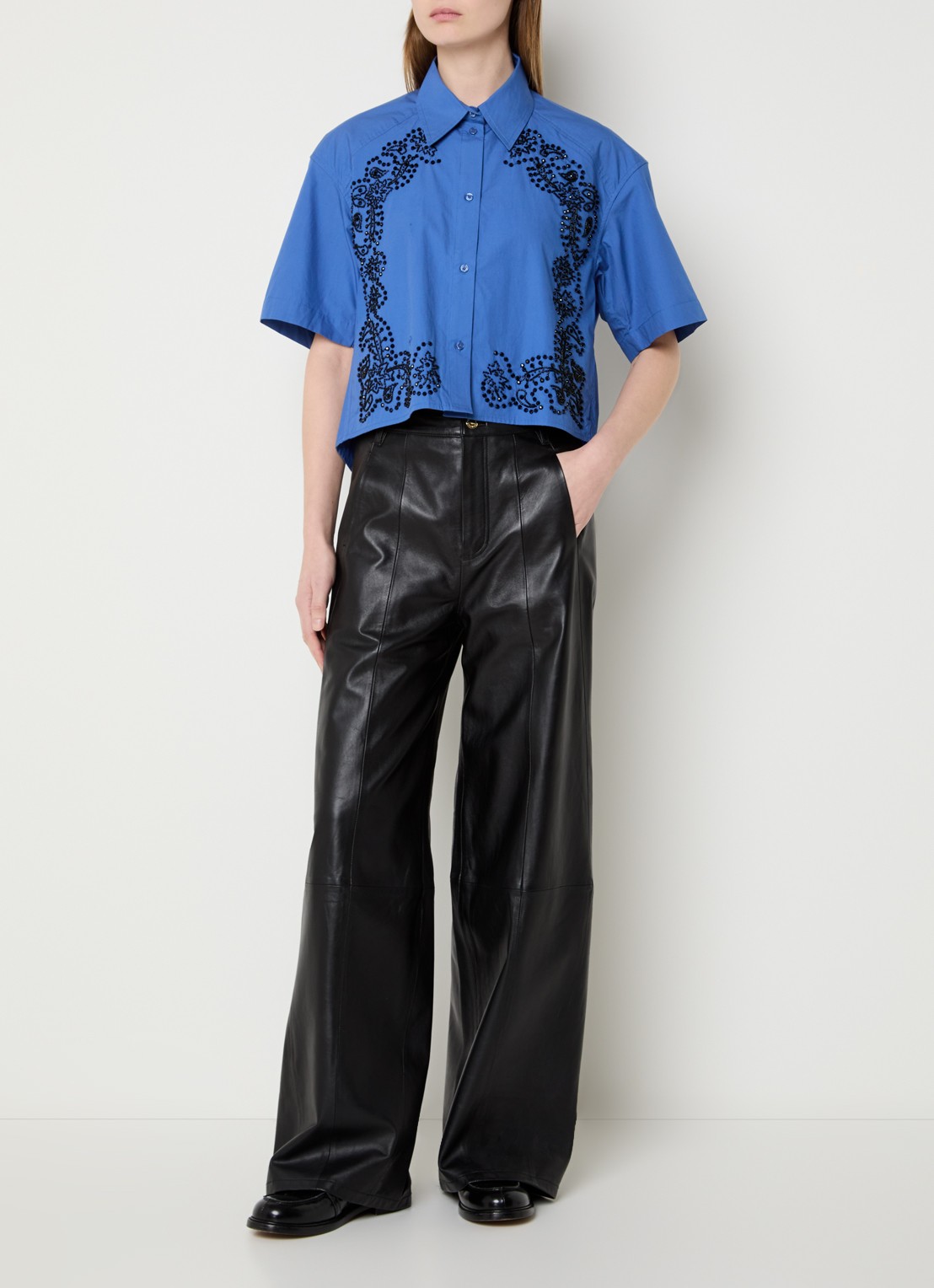 Sandro Blouse met strass - voorkant 2 royalblauw