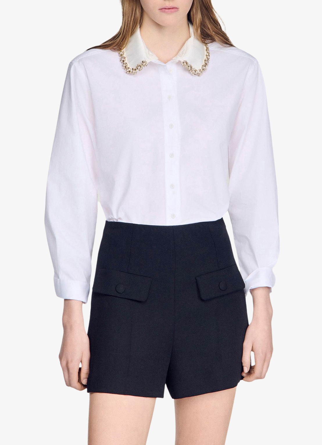 Sandro Blouse met strass - detail 3 wit