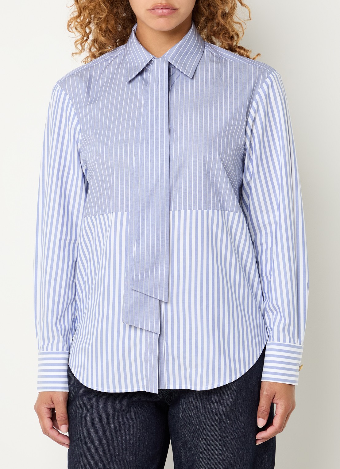 Sandro Blouse met streepprint - detail 4 donkerblauw