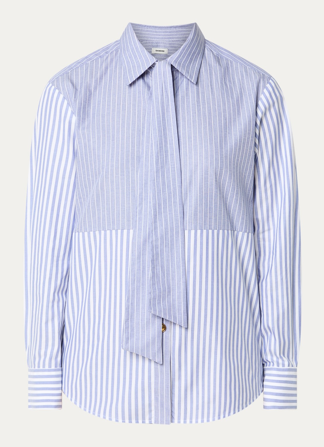 Sandro Blouse met streepprint - voorkant donkerblauw
