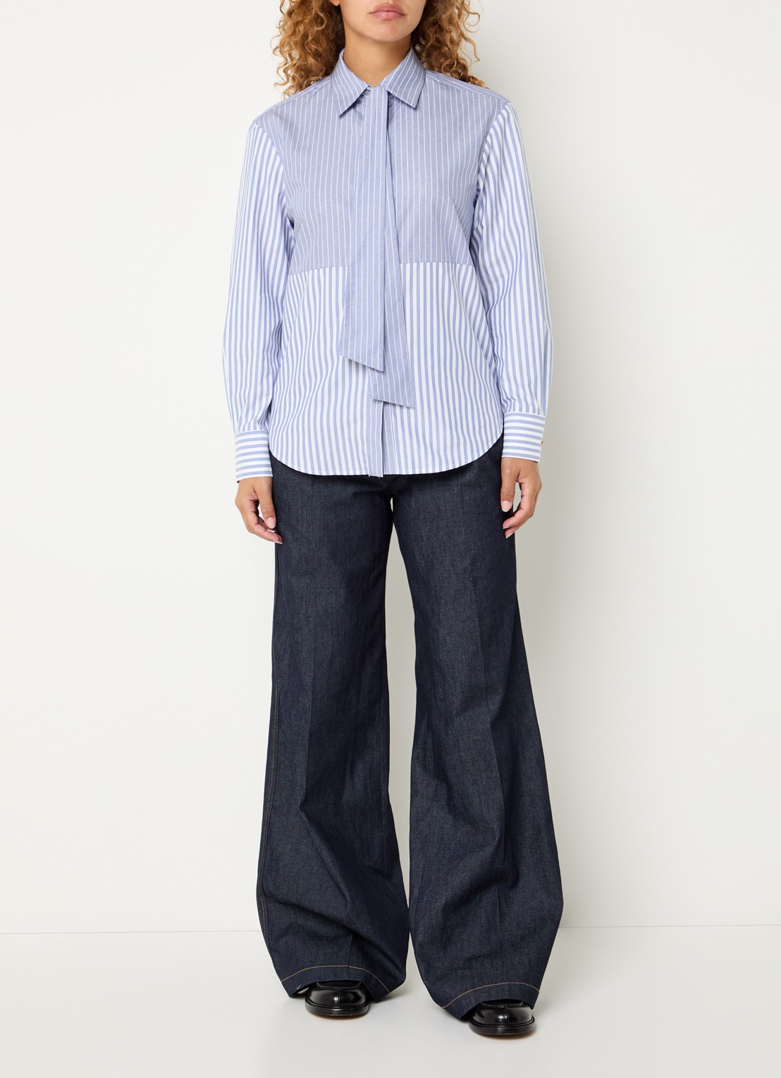 Sandro Blouse met streepprint - voorkant 2 donkerblauw
