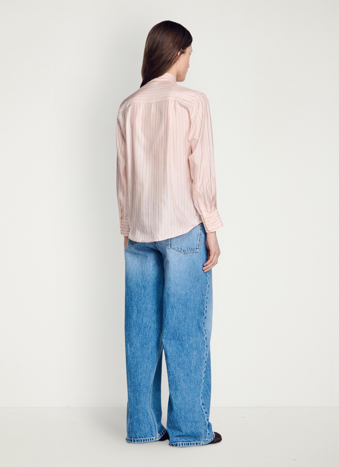 Sandro Blouse met strikdetail en strepen - achterkant light pink / roze
