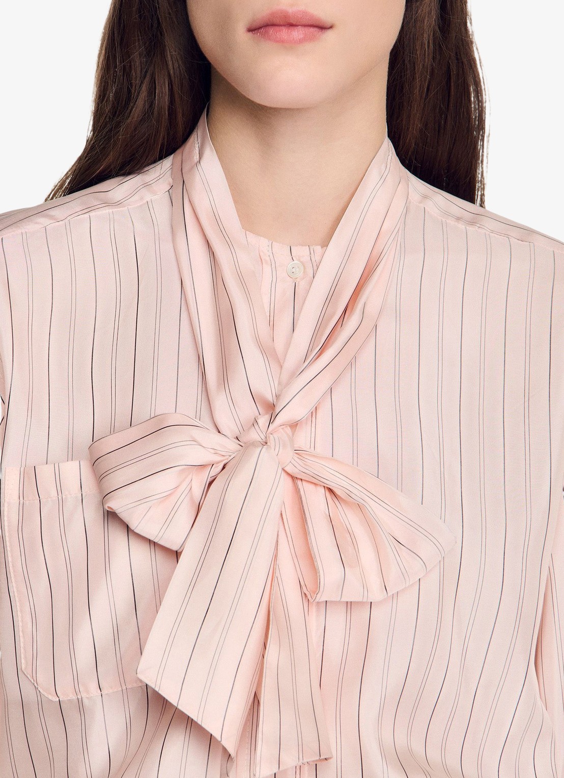 Sandro Blouse met strikdetail en strepen - detail 4 light pink / roze