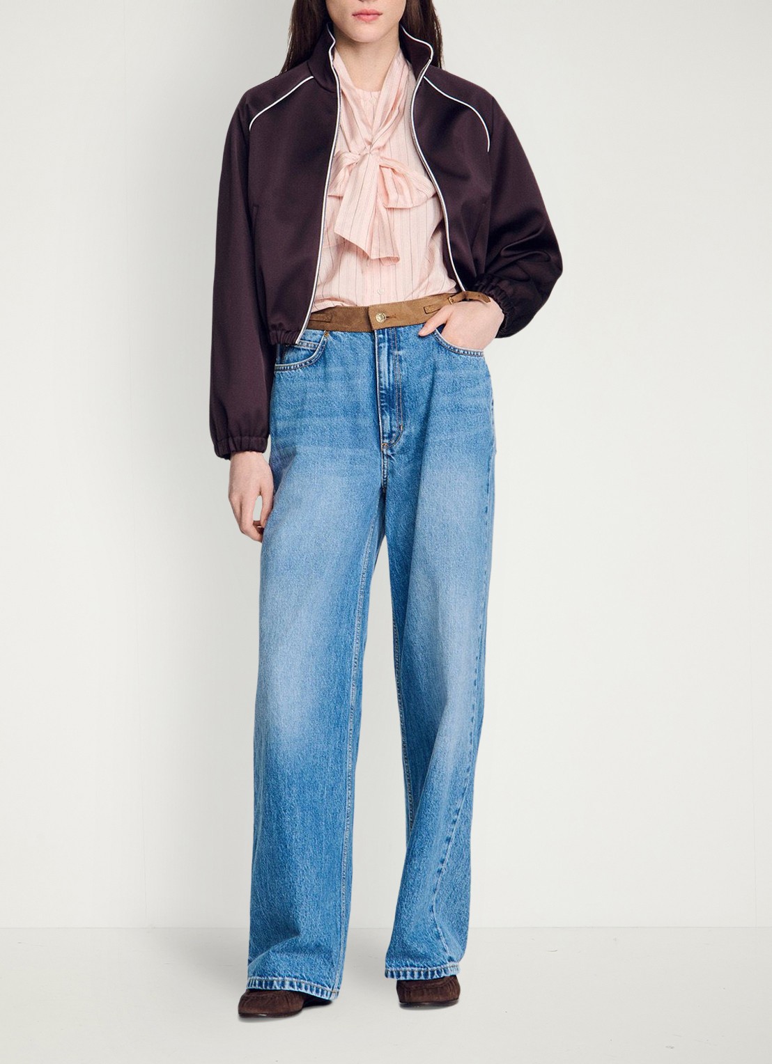 Sandro Blouse met strikdetail en strepen - detail 5 light pink / roze
