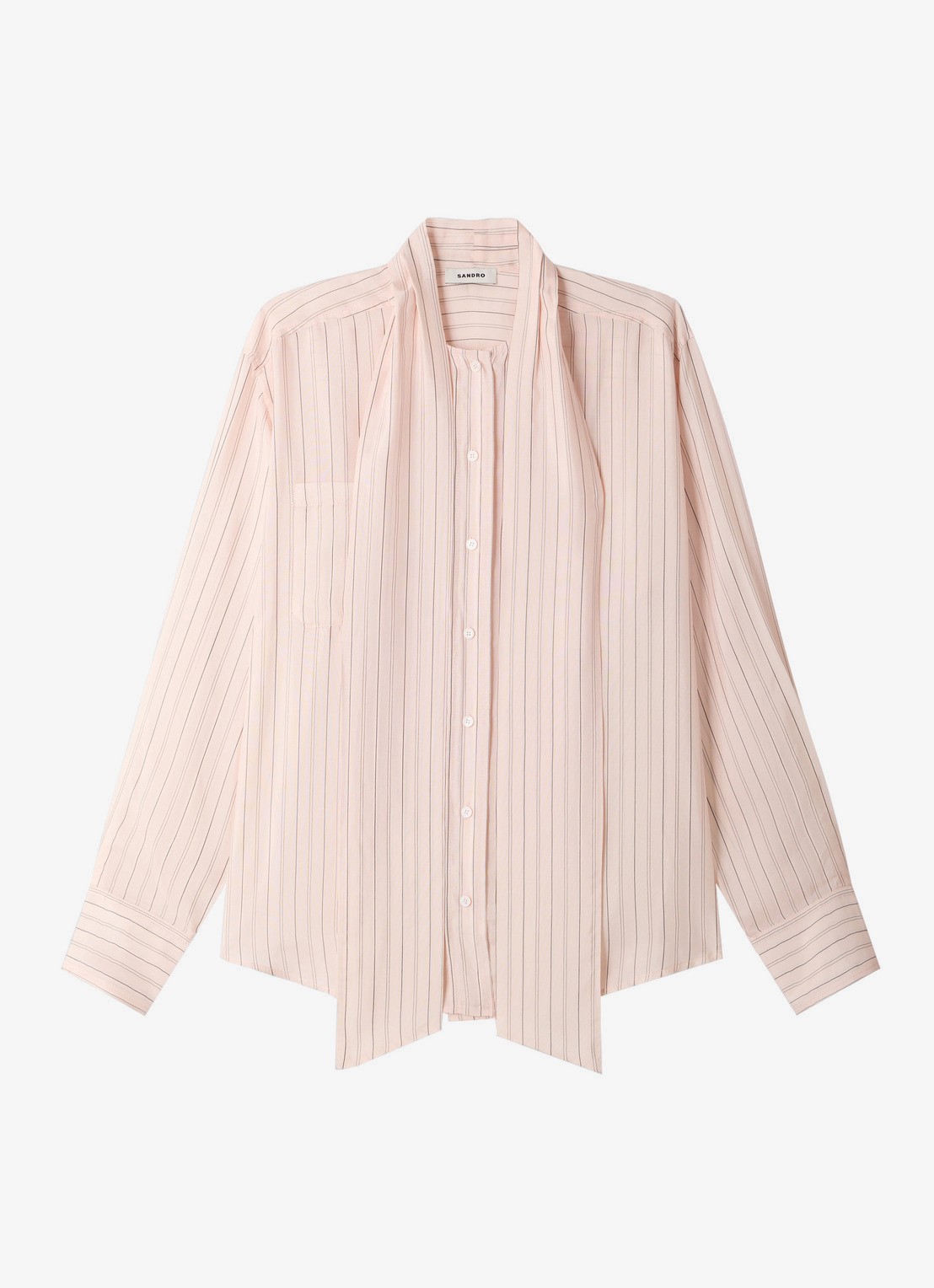 Sandro Blouse met strikdetail en strepen - voorkant 7 light pink / roze