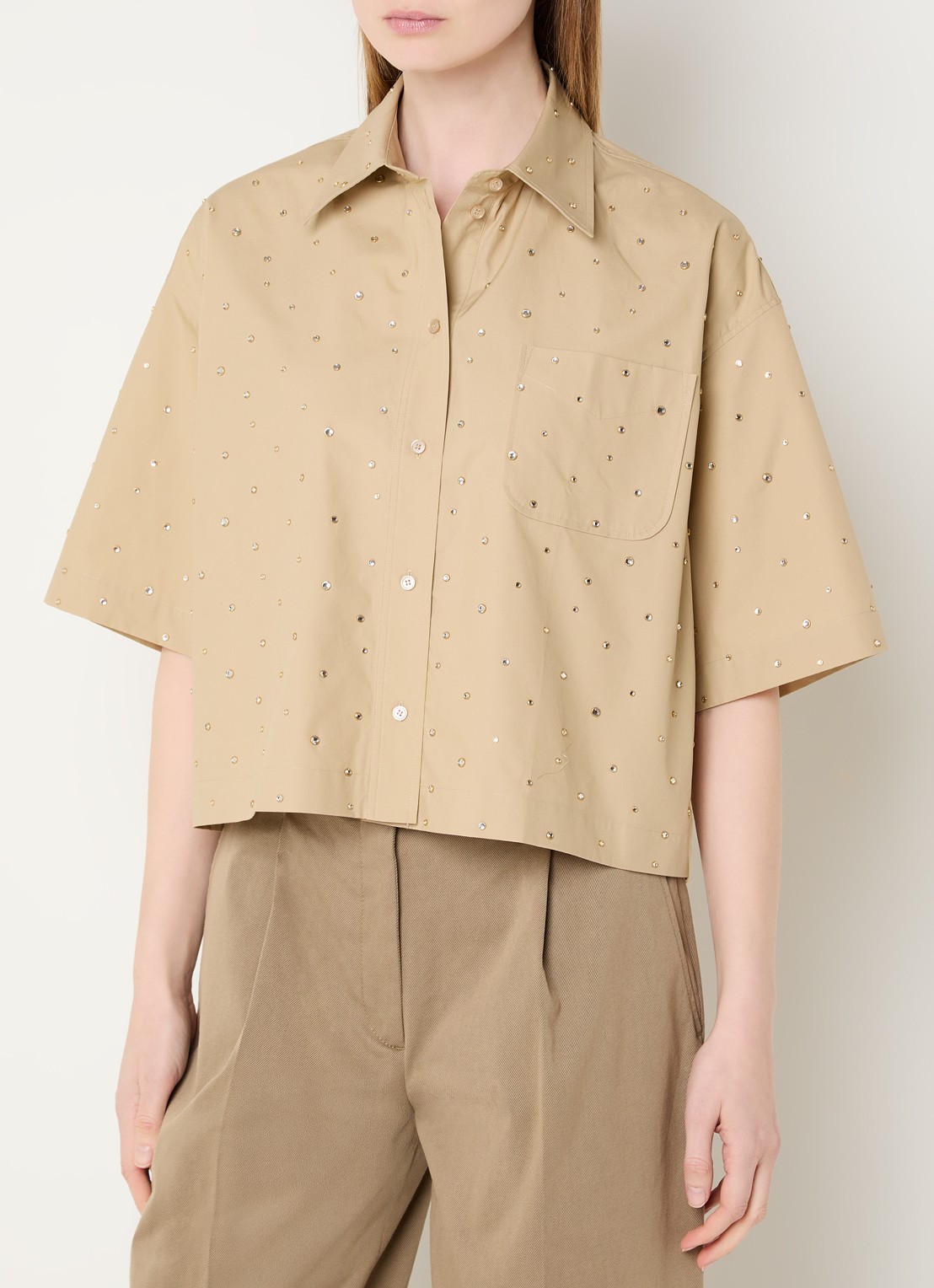 Sandro Blouse met studs - detail 2 camel