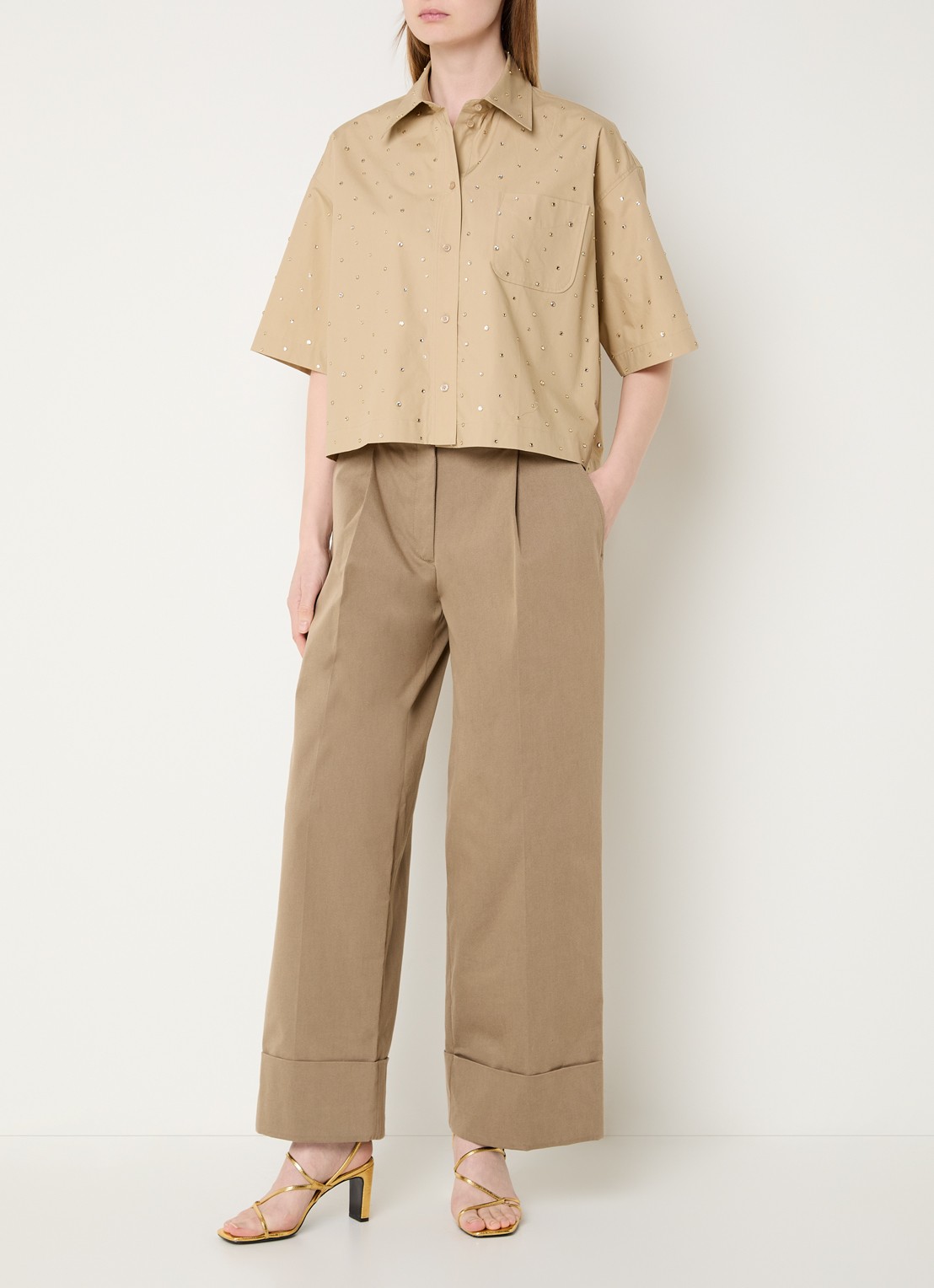 Sandro Blouse met studs - voorkant 4 camel