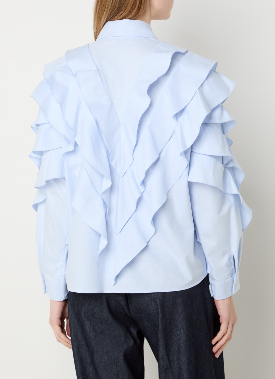 Sandro Blouse met volant - achterkant 3 lichtblauw