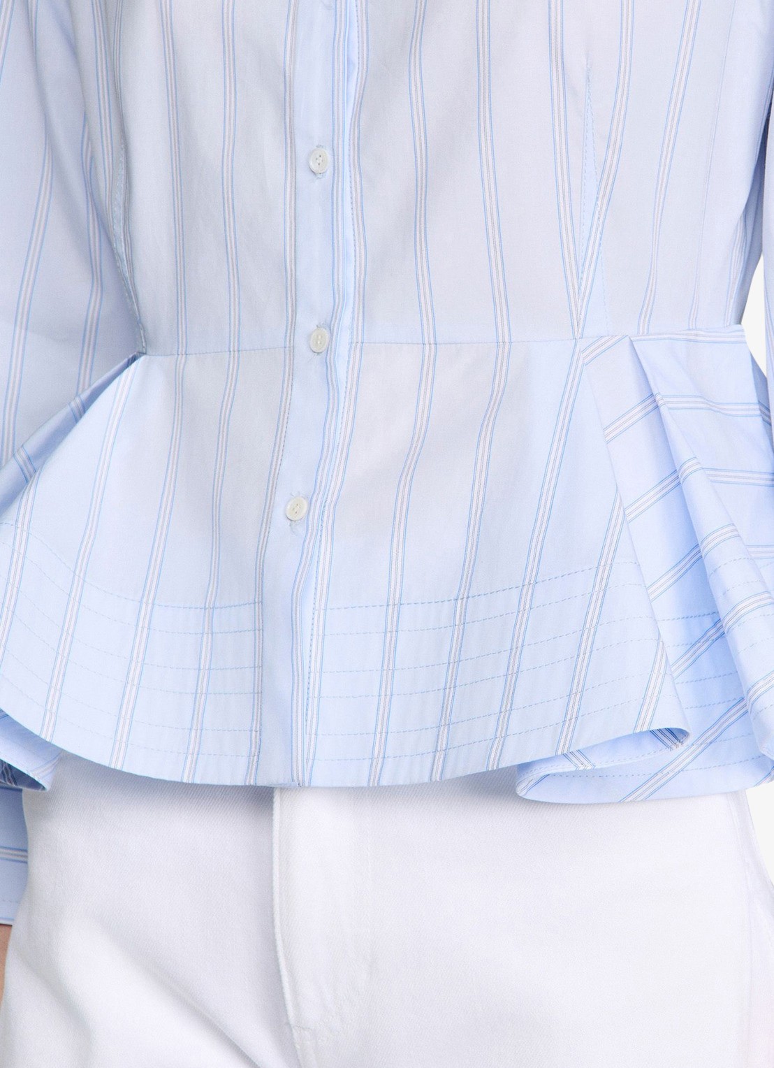 Sandro Blouse van katoen met peplum en strepen - detail 4 sky blue / blauw