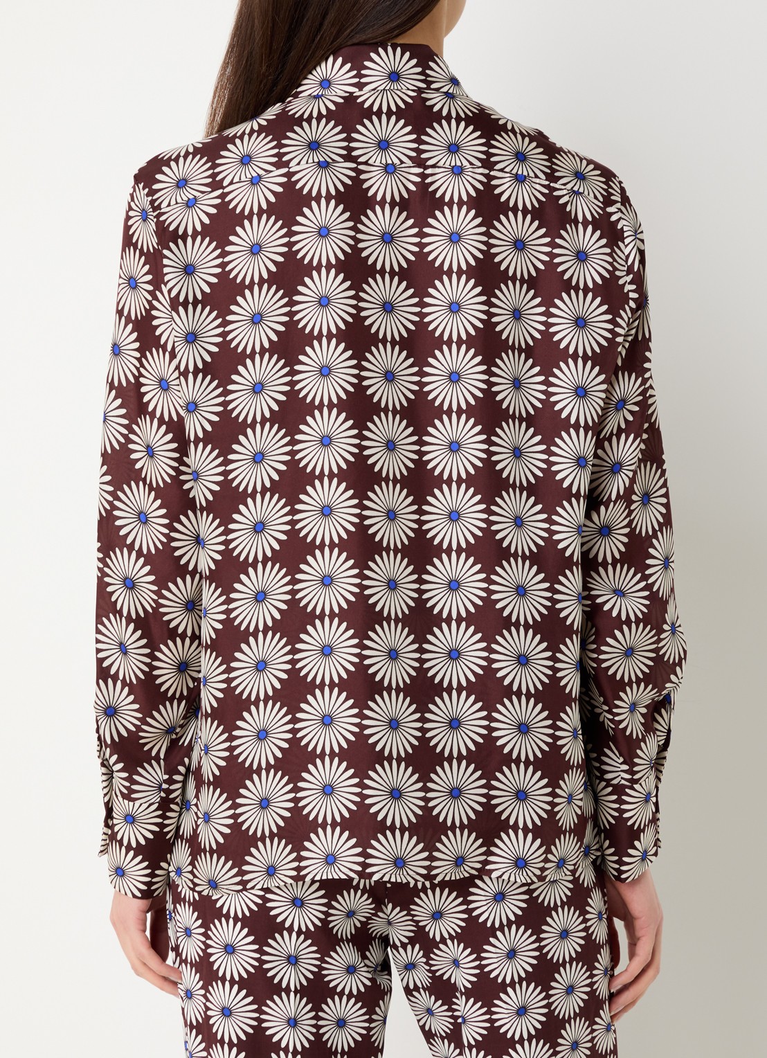 Sandro Blouse van zijde met bloemenprint  - achterkant 4 bruin