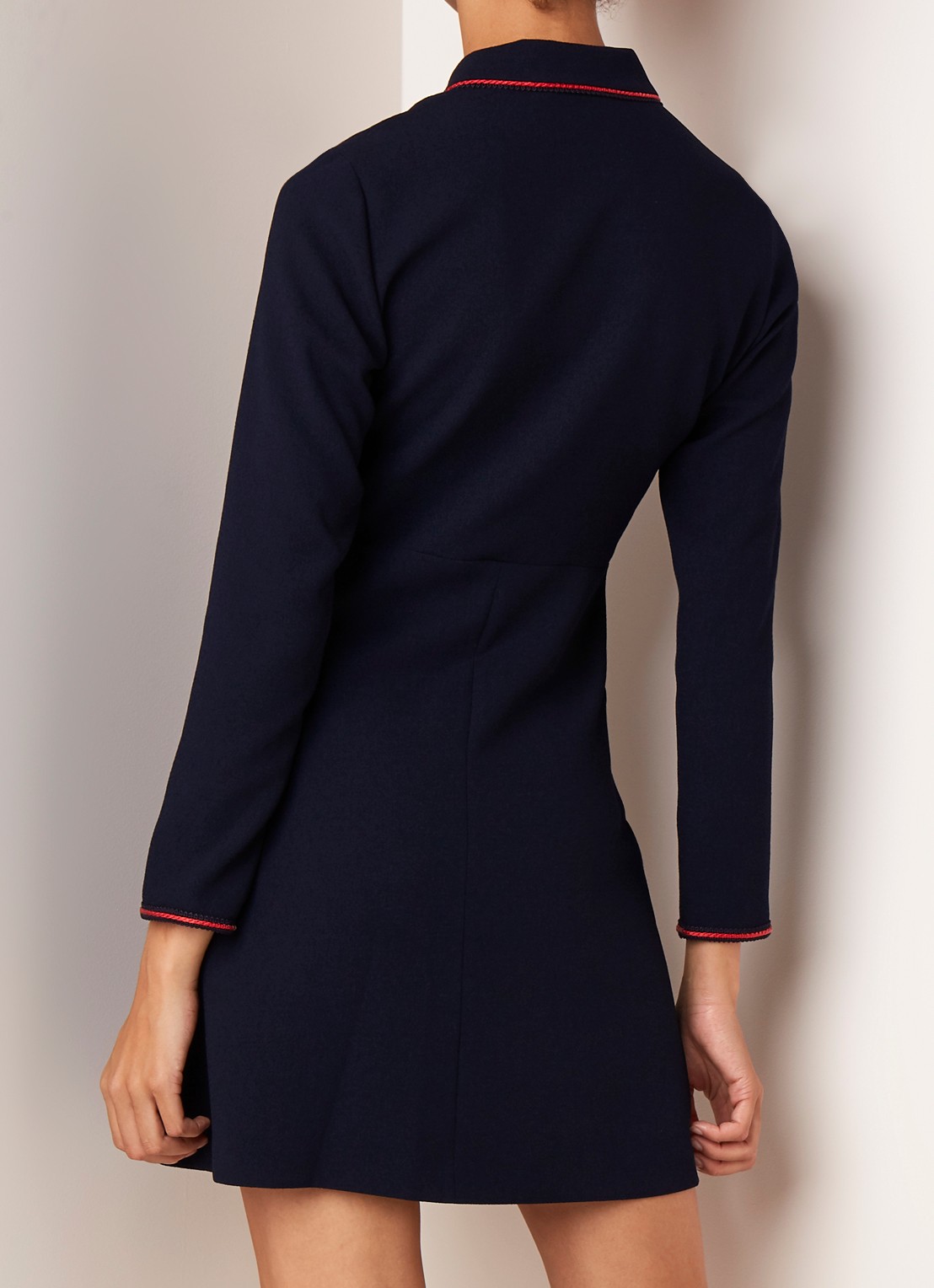 Sandro Blousejurk met contrastbies  - achterkant donkerblauw