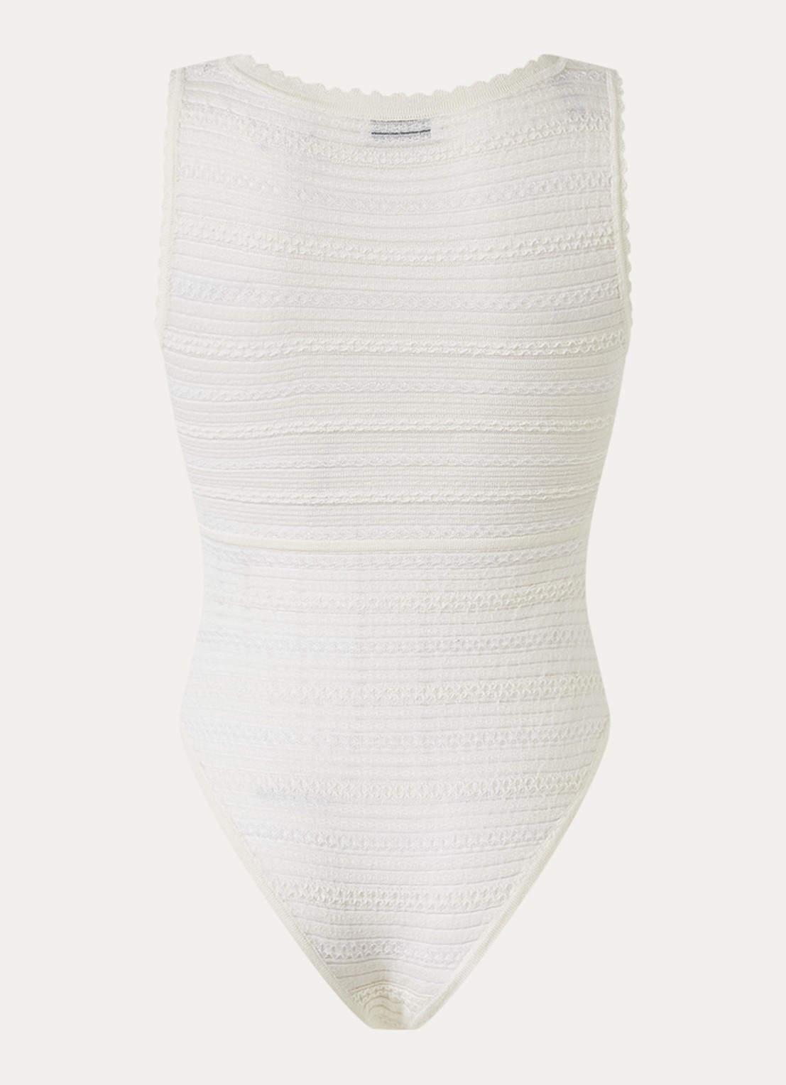 Sandro Body top in wolblend met imitatieparels en ingebreid patroon - achterkant 4 creme