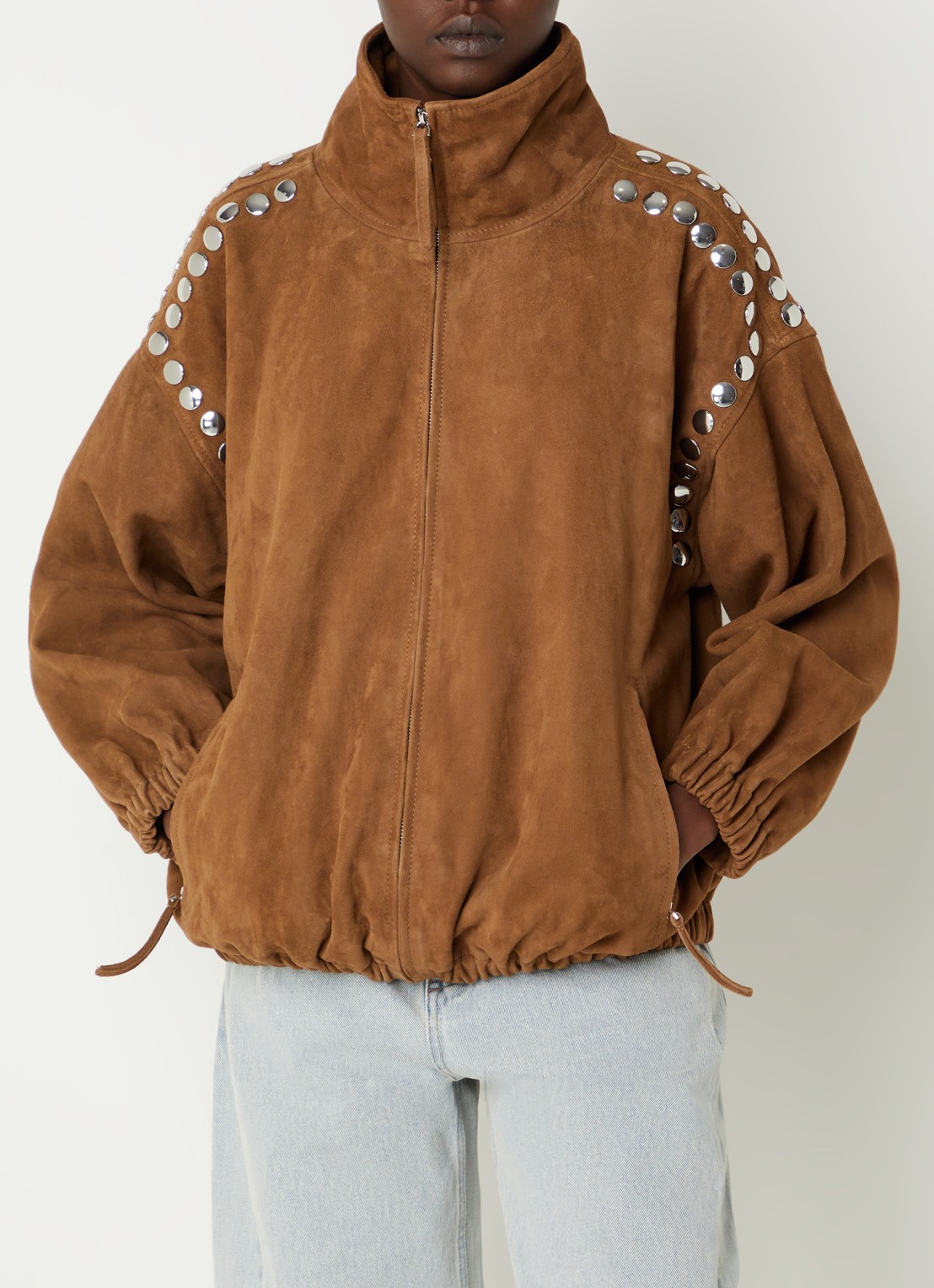 Sandro Bomberjack van geitenleer met steekzakken - detail 3 bruin
