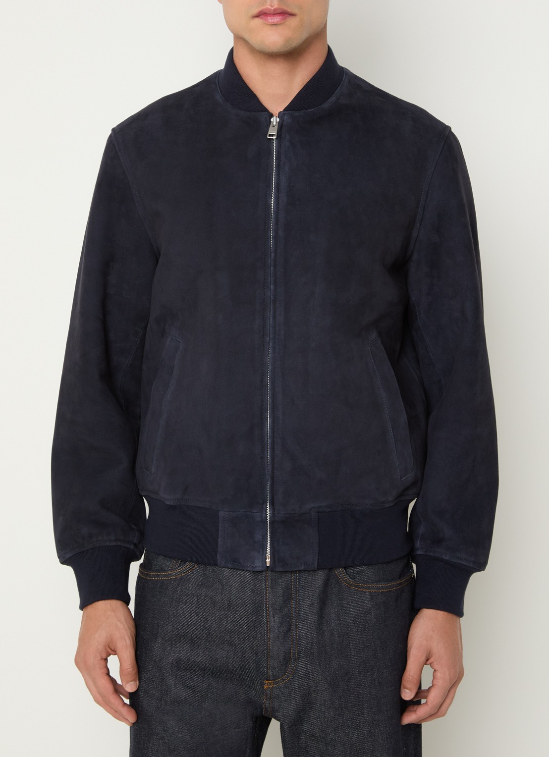 Sandro Bomberjack van geitenleer met steekzakken - detail 4 donkerblauw