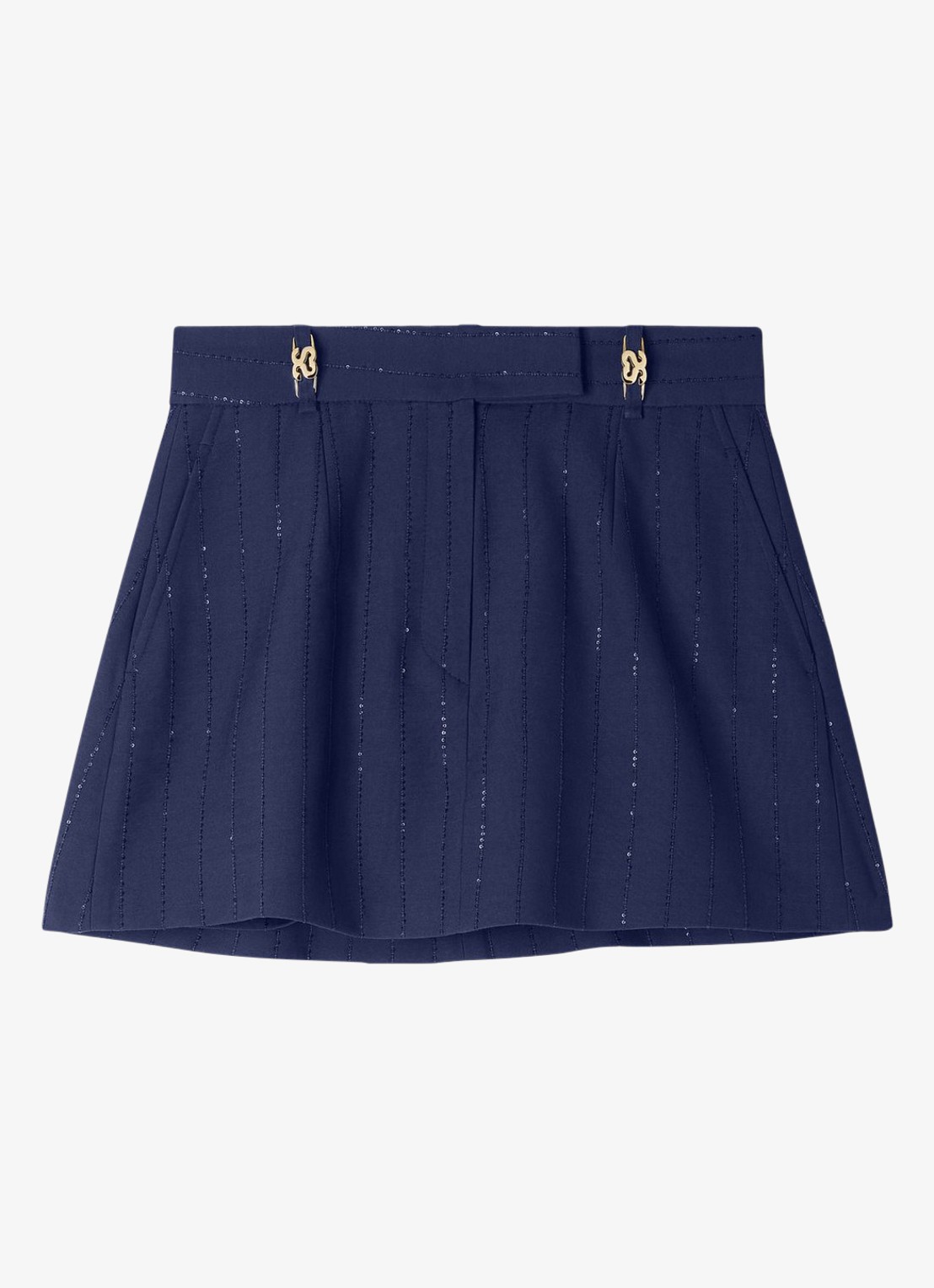 Sandro Broek rok met streep detail en zakken - voorkant 2 dark navy / blauw