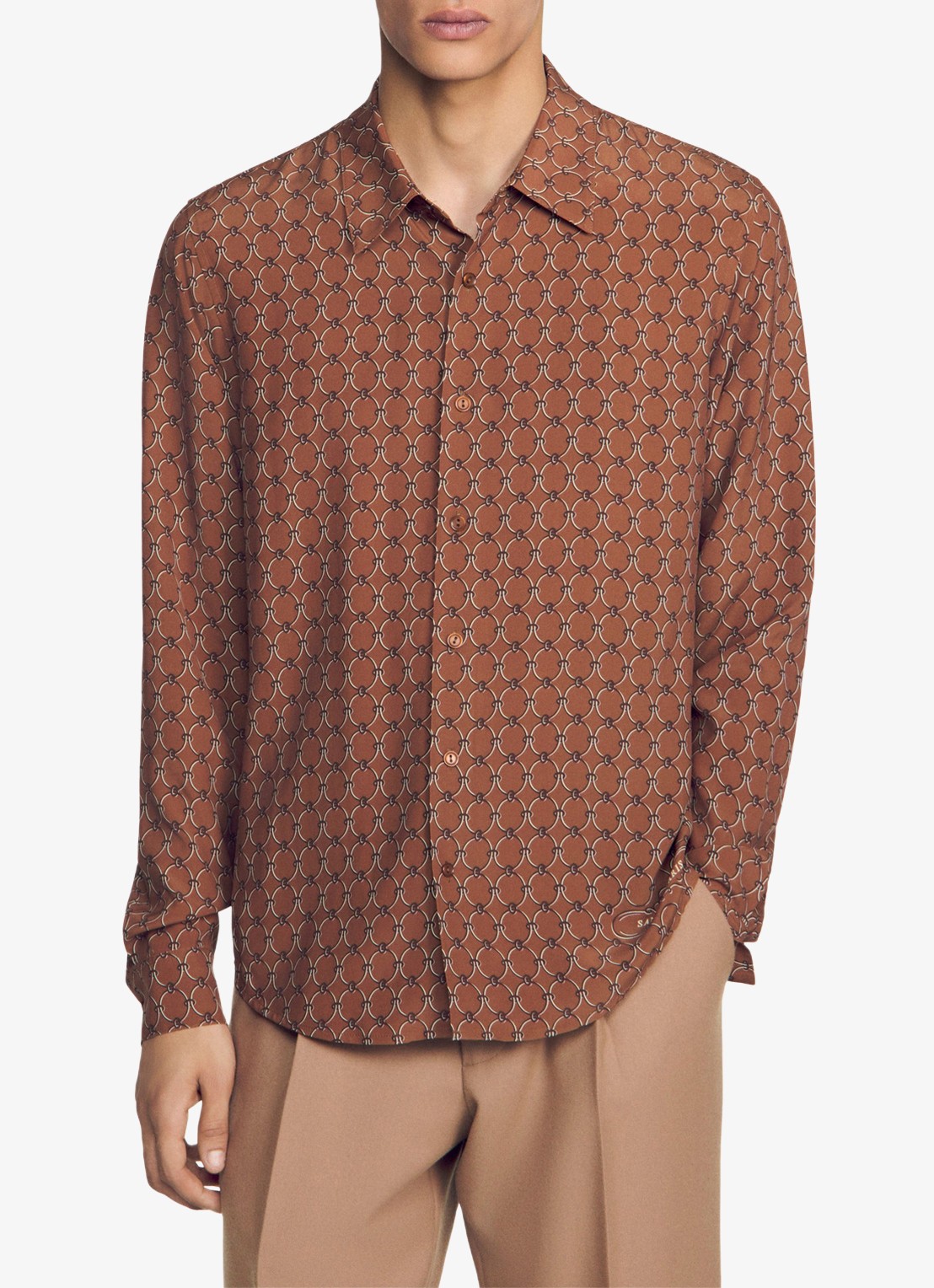 Sandro Comfort fit overhemd met grafische print - detail 2 naturel