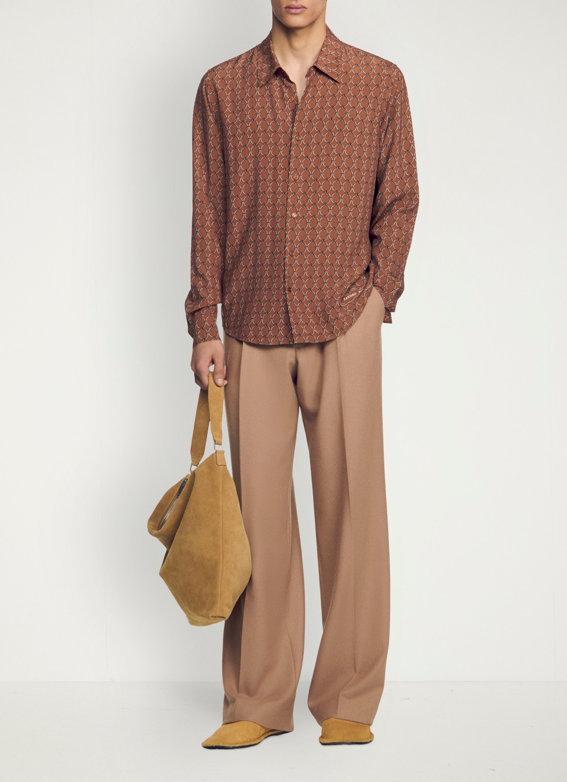 Sandro Comfort fit overhemd met grafische print - detail 3 naturel