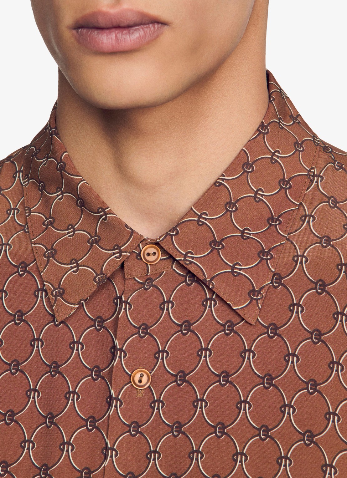 Sandro Comfort fit overhemd met grafische print - detail 4 naturel