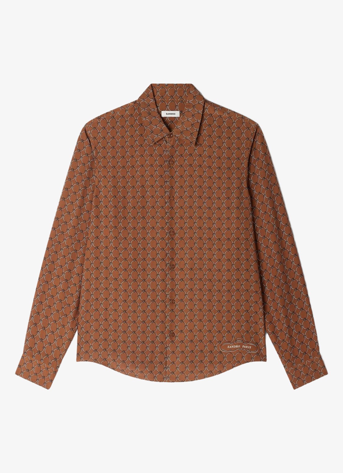 Sandro Comfort fit overhemd met grafische print - voorkant 5 naturel