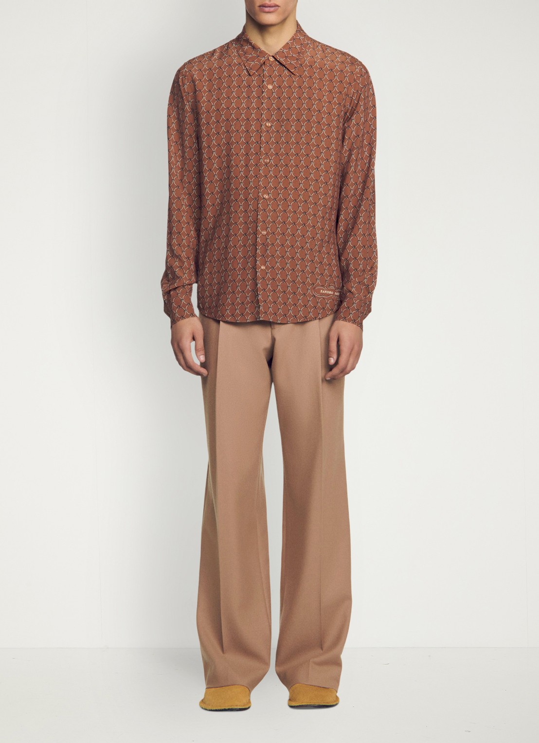Sandro Comfort fit overhemd met grafische print - voorkant 6 naturel