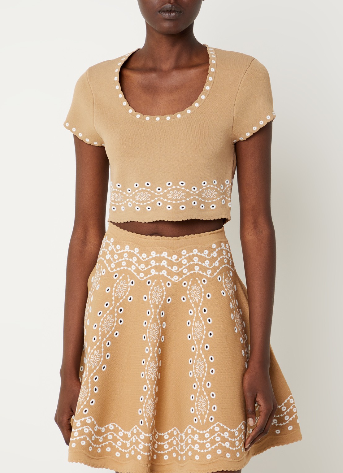 Sandro Crop top met broderie - detail 3 beige