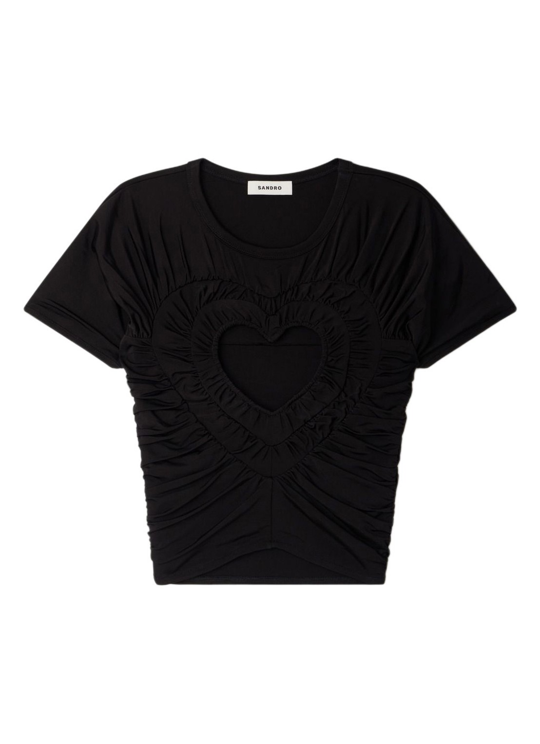 Sandro Crop top met cut-out detail - voorkant 5 zwart
