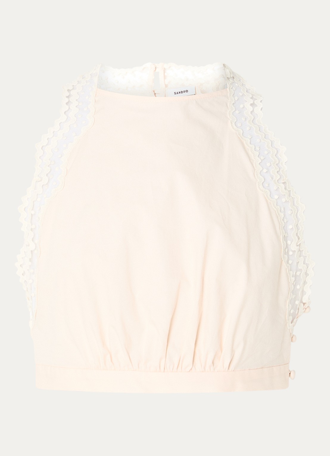 Sandro Crop top met mesh - voorkant 2 creme