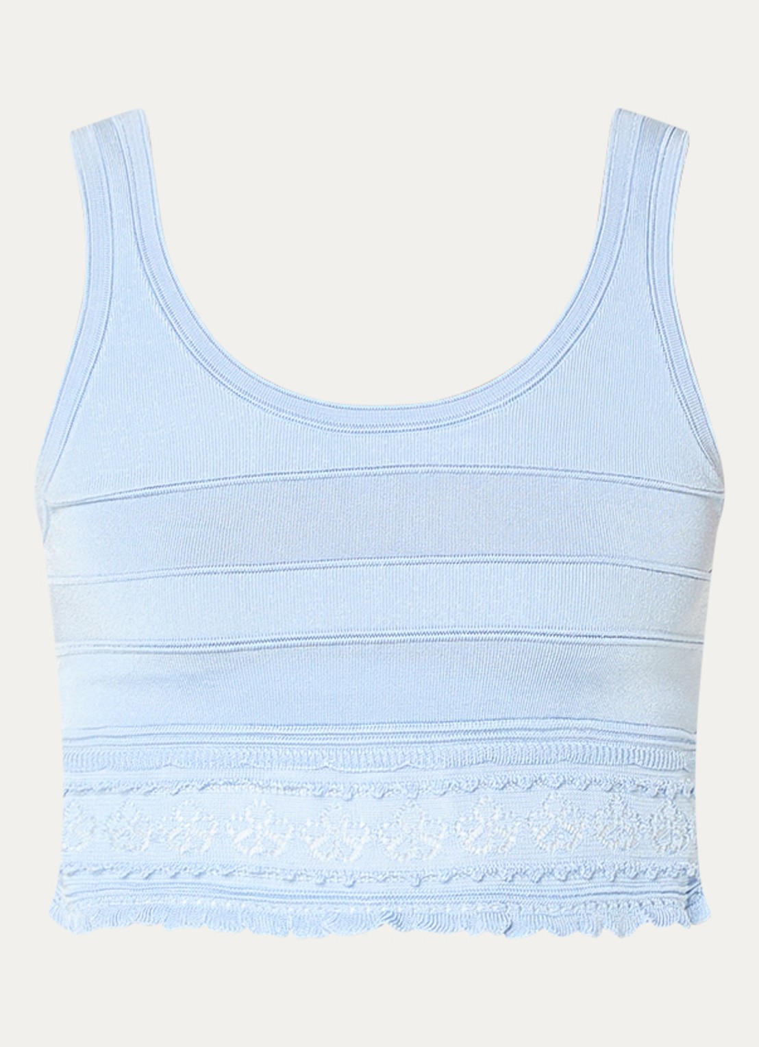 Sandro Crop top met opengewerkt dessin - voorkant lichtblauw