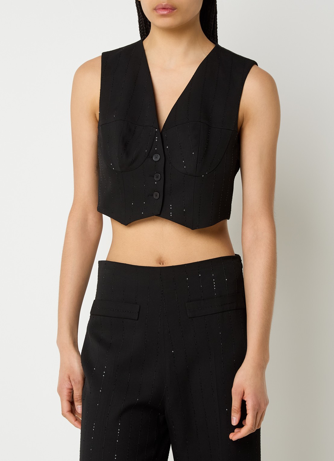 Sandro Crop top met pailletten - detail 2 zwart