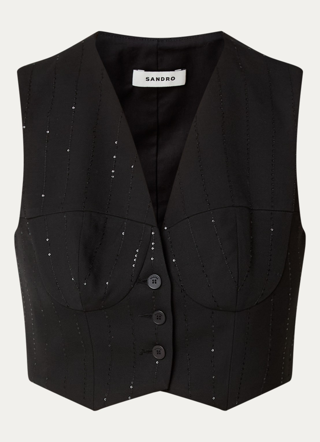 Sandro Crop top met pailletten - voorkant 4 zwart