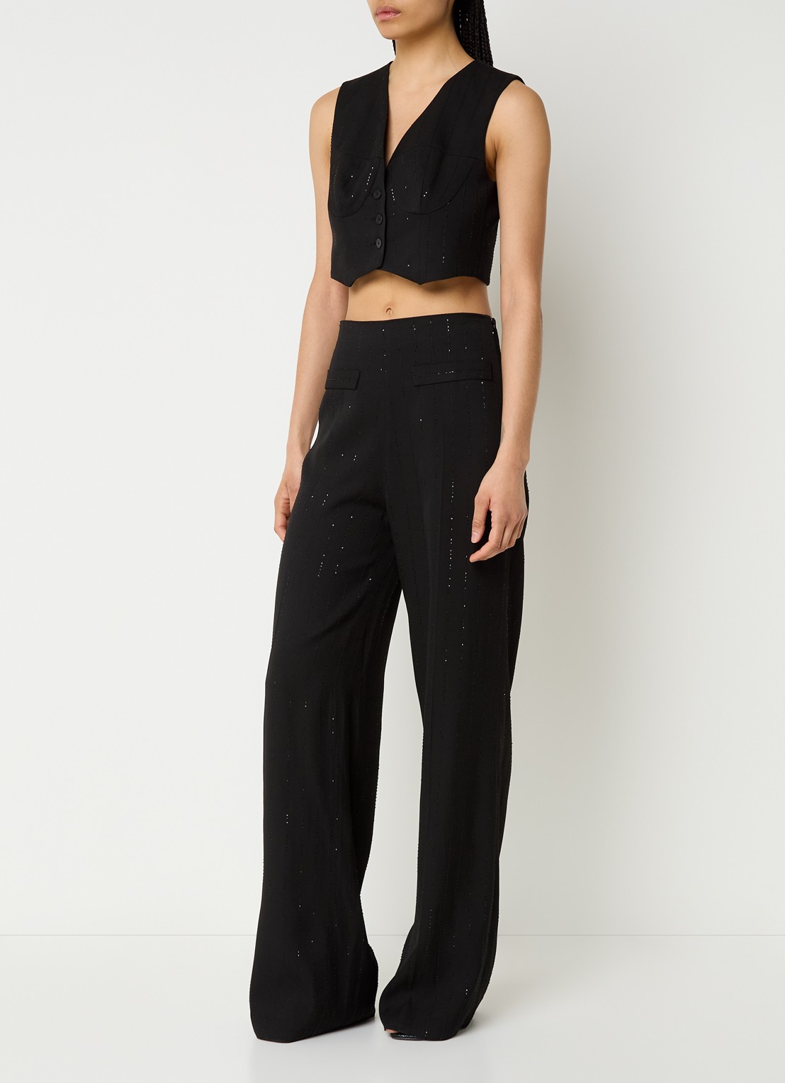 Sandro Crop top met pailletten - voorkant 5 zwart