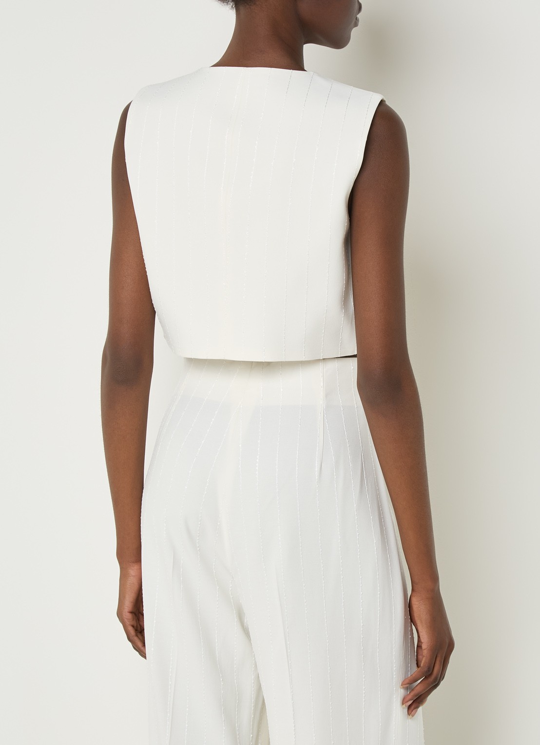 Sandro Crop top met pailletten - achterkant creme