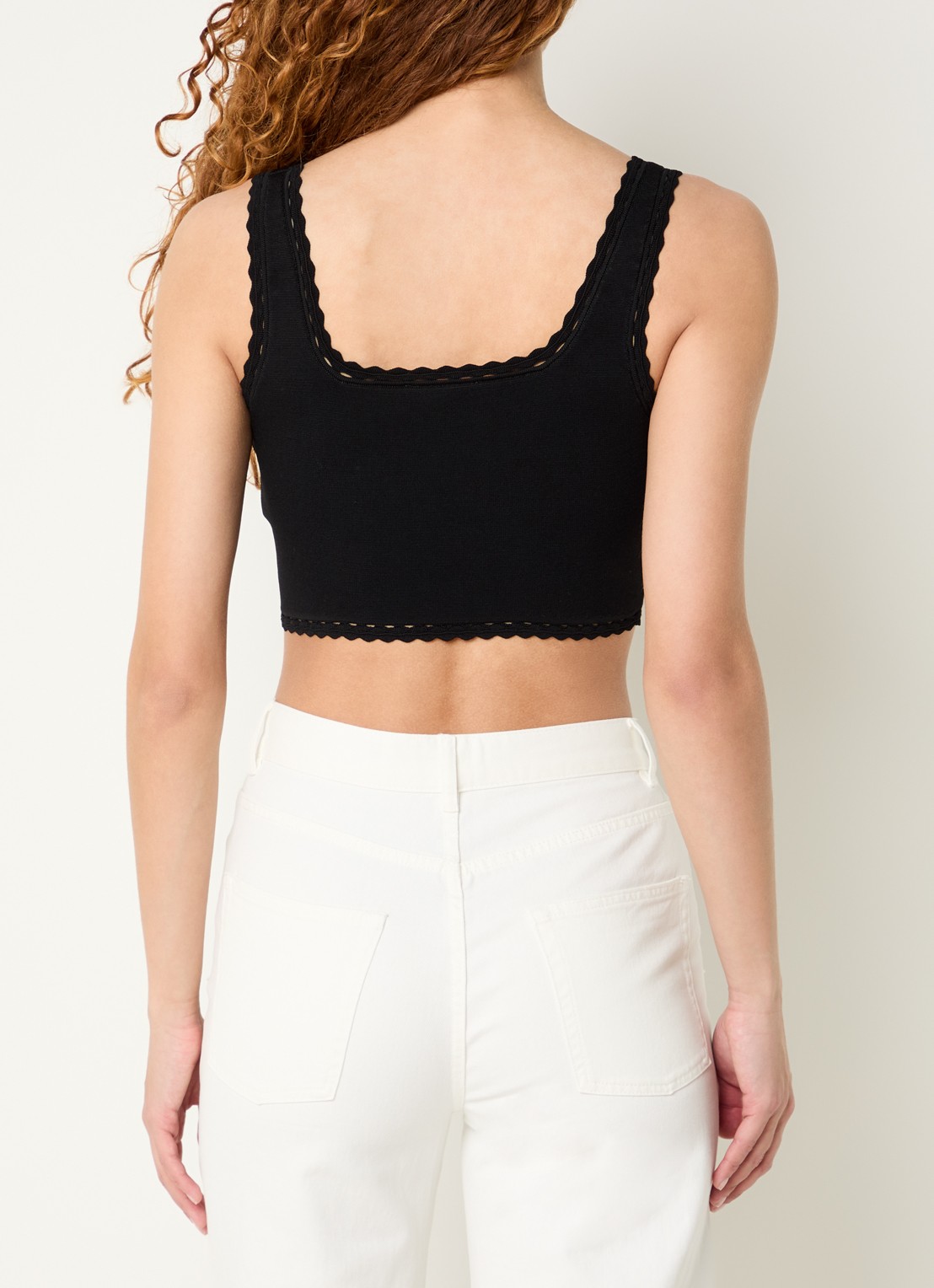 Sandro Crop top met rechthoekige hals - achterkant 2 zwart