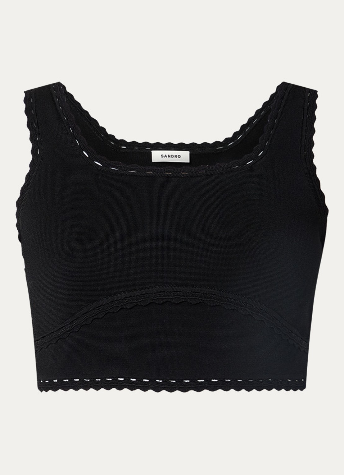 Sandro Crop top met rechthoekige hals - voorkant 3 zwart