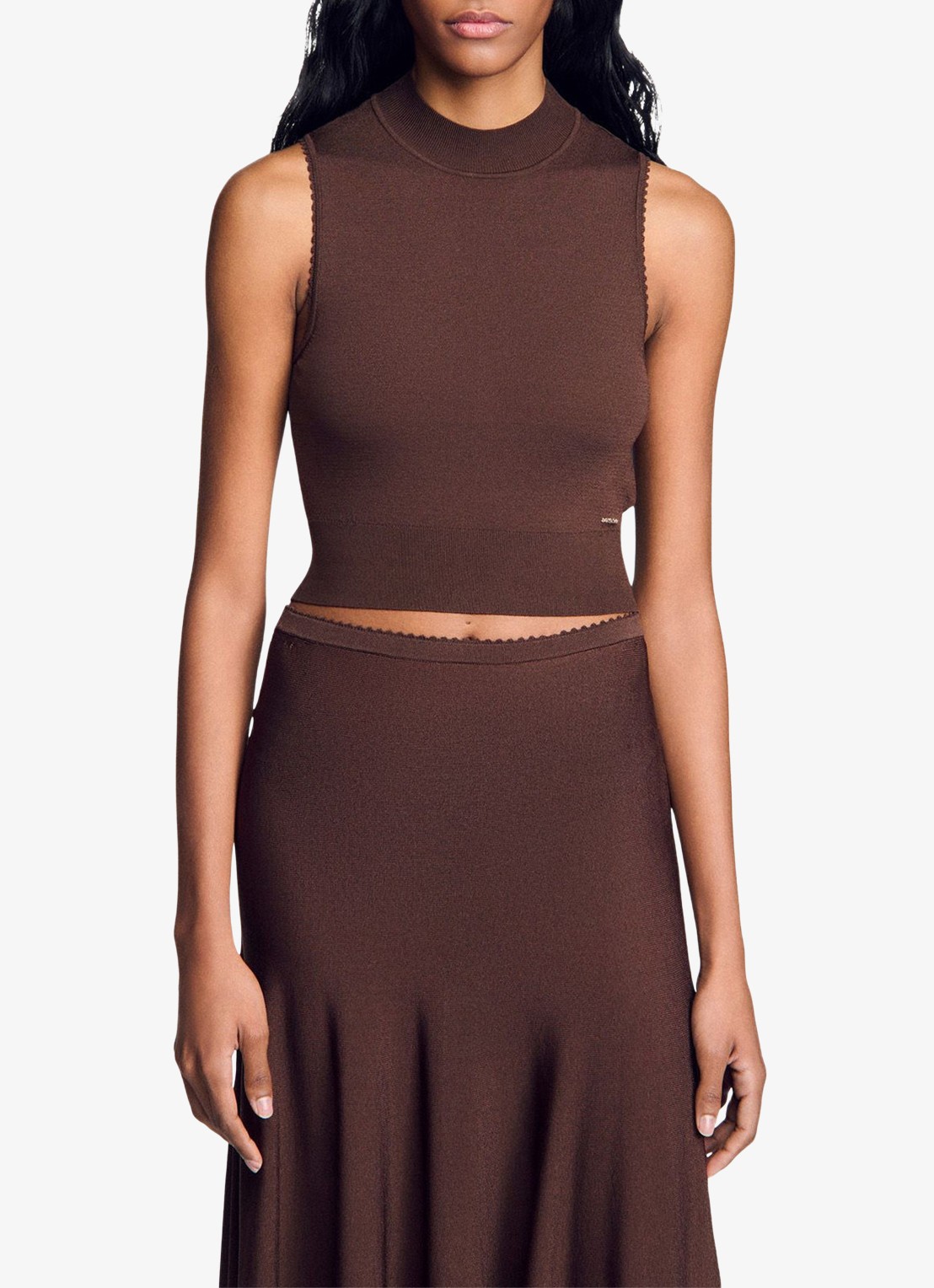 Sandro Crop top met stretch - detail 3 bruin