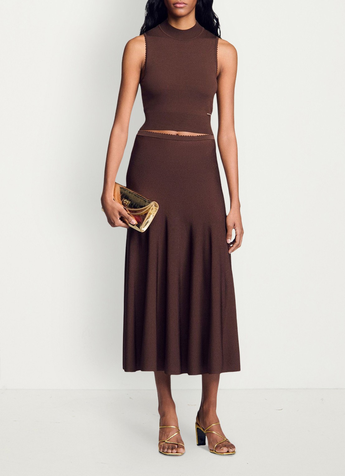 Sandro Crop top met stretch - detail 4 bruin