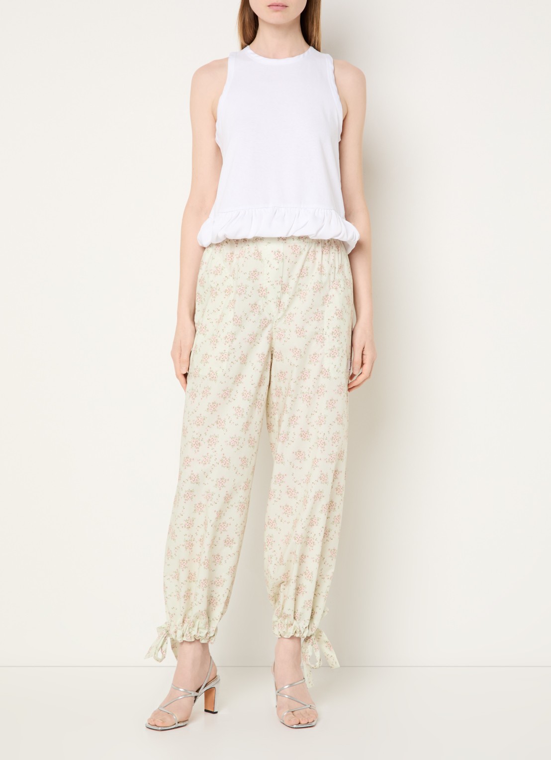 Sandro Crop top met volant en gestrikt detail - voorkant 3 wit