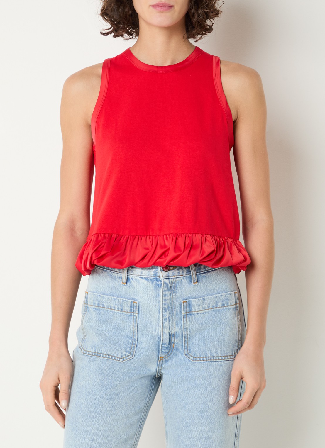 Sandro Crop top met volant en gestrikt detail - detail rood