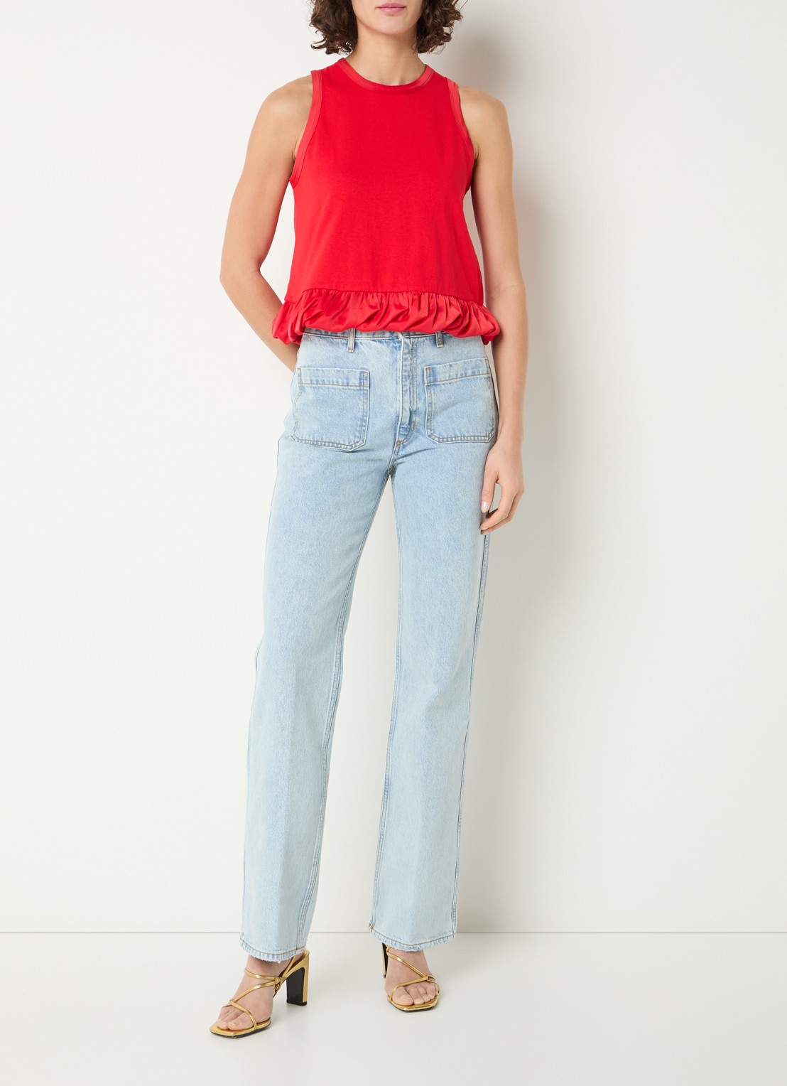 Sandro Crop top met volant en gestrikt detail - voorkant 4 rood