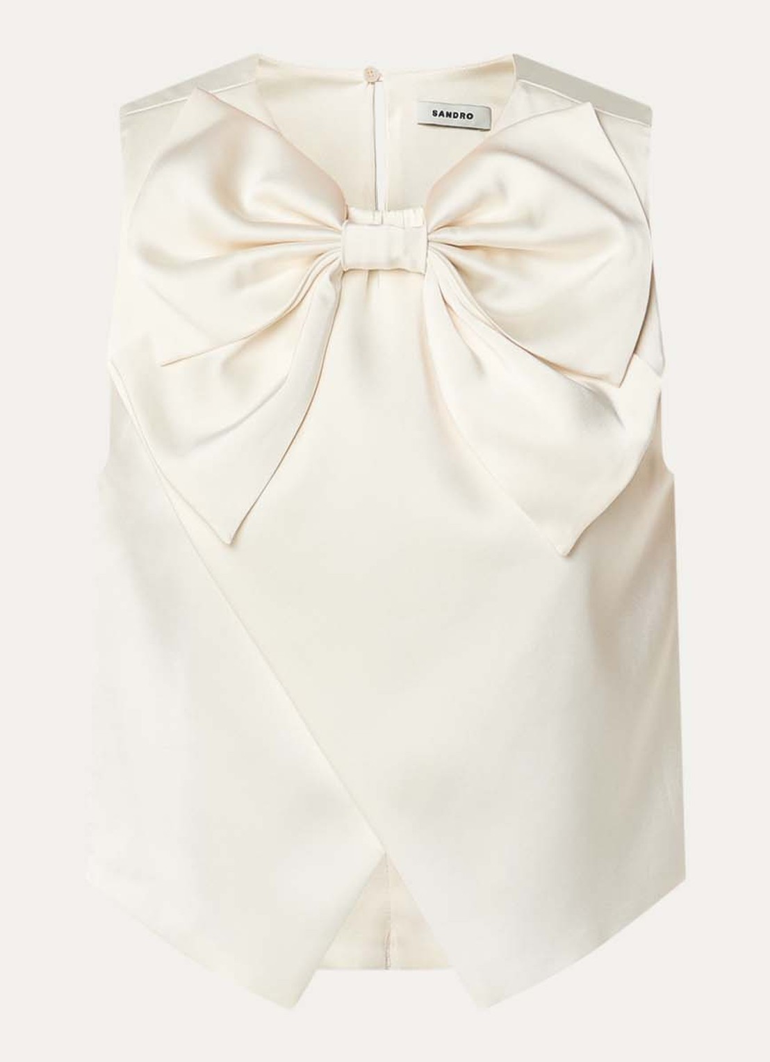Sandro Crop top van satijn met strikdetail - voorkant 3 beige