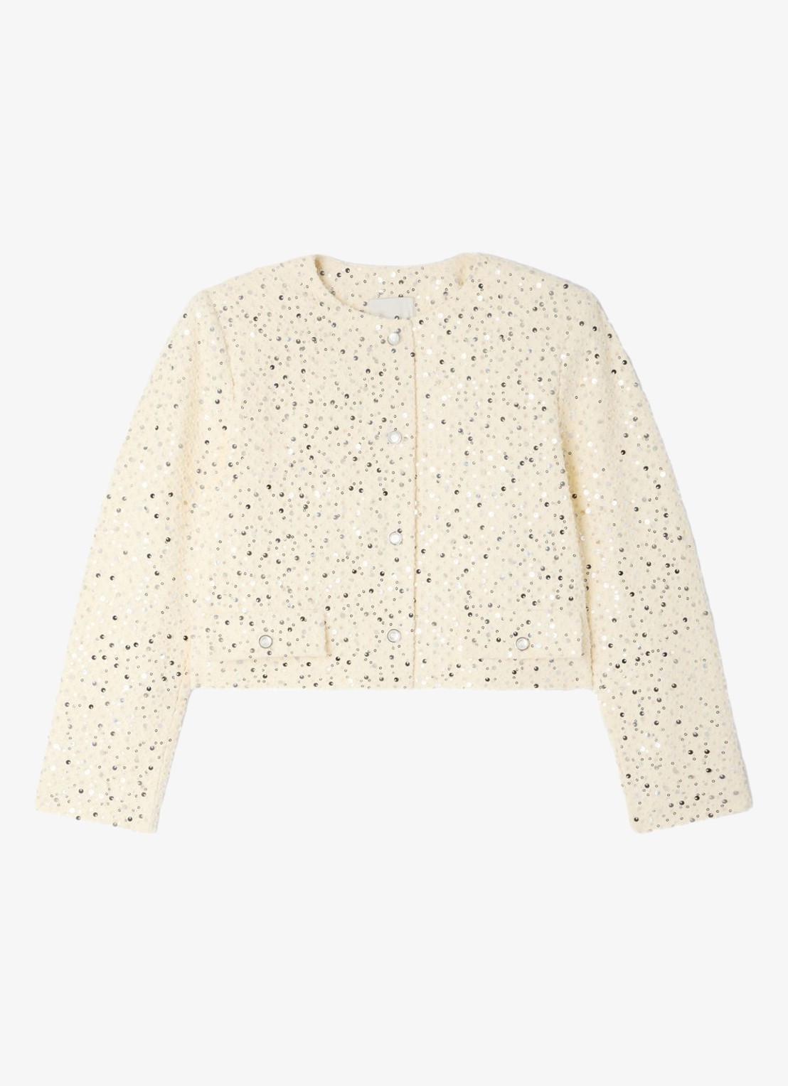 Sandro Cropped blazer met pailletten - voorkant 5 beige