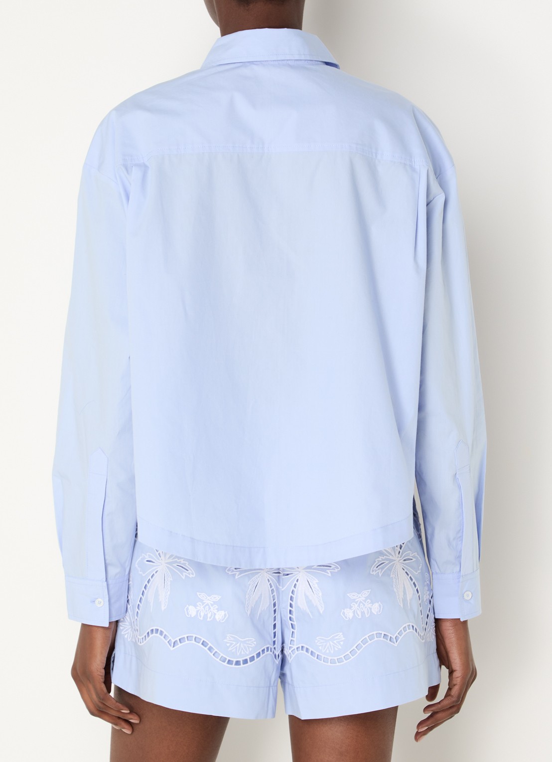 Sandro Cropped blouse met broderie  - achterkant 3 lavendel