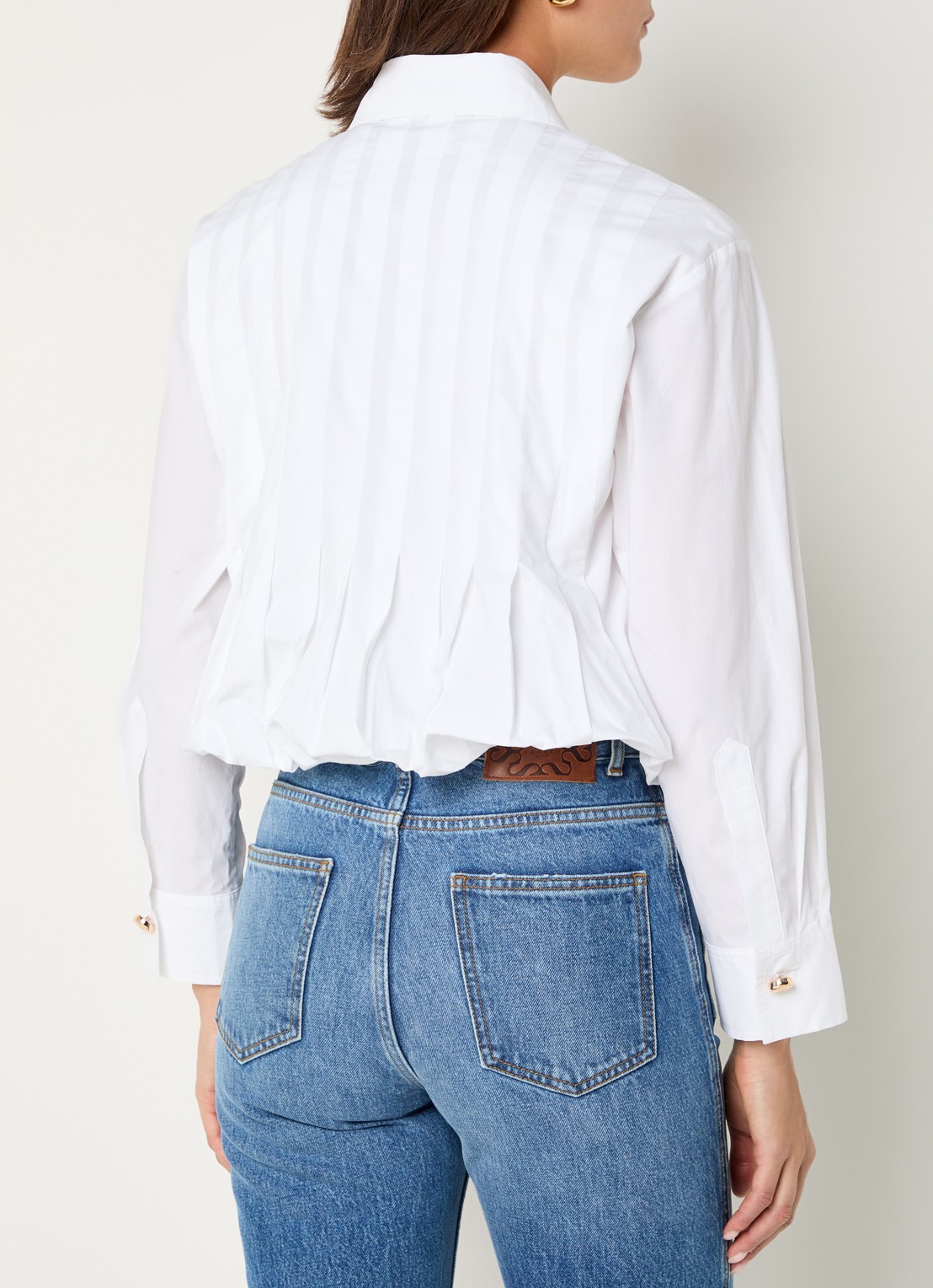 Sandro Cropped blouse met plooien  - achterkant 3 wit